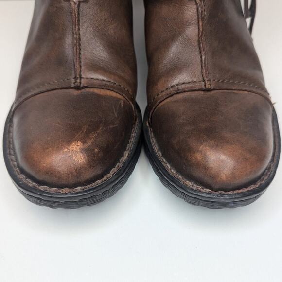Born Shyra tall full grain leather back zipper rubber soles brown tan size 6 - Picture 6 of 10